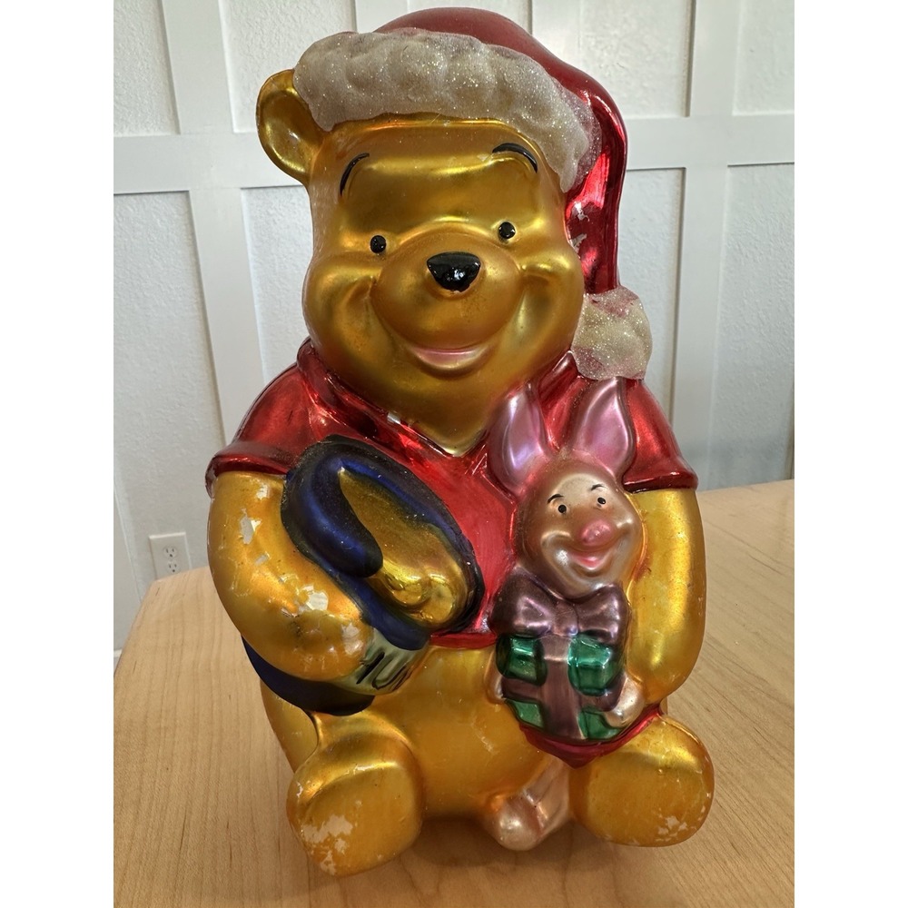 DISNEY WINNIE THE POOH AND PIGLET 11" BLOWN GLASS TABLETOP DECORATION